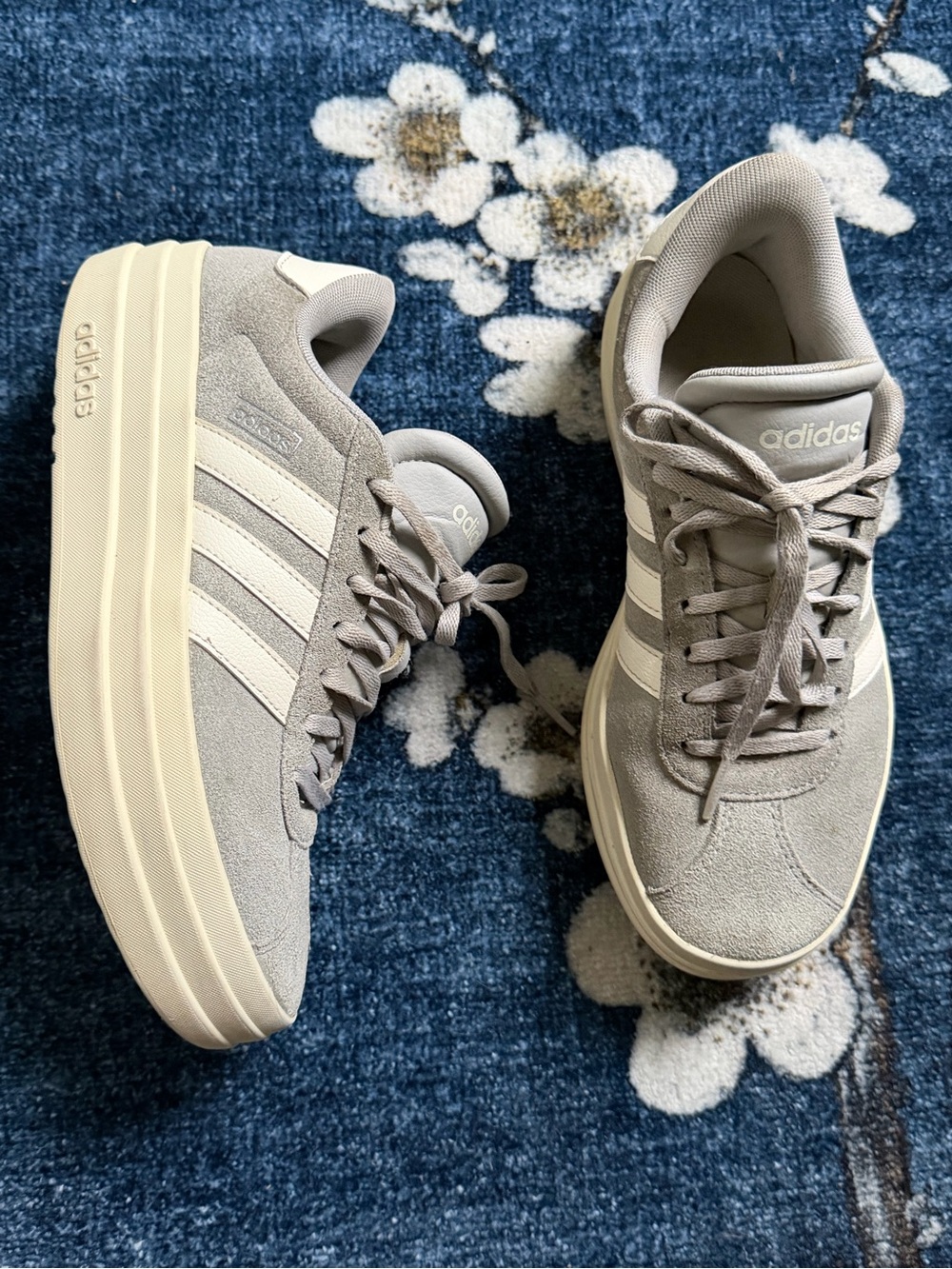 adidas Women's Platform Sneaker in Light Gray and Cream